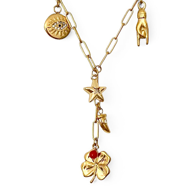 Collier Victoria – Porte-bonheur en acier inoxydable doré