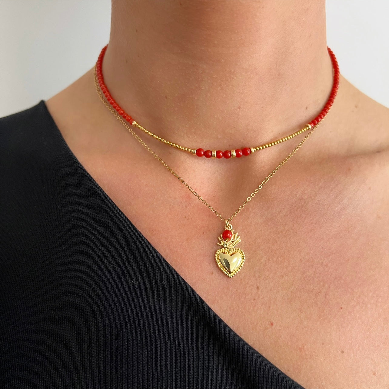 Collier en perles de Corail Tao