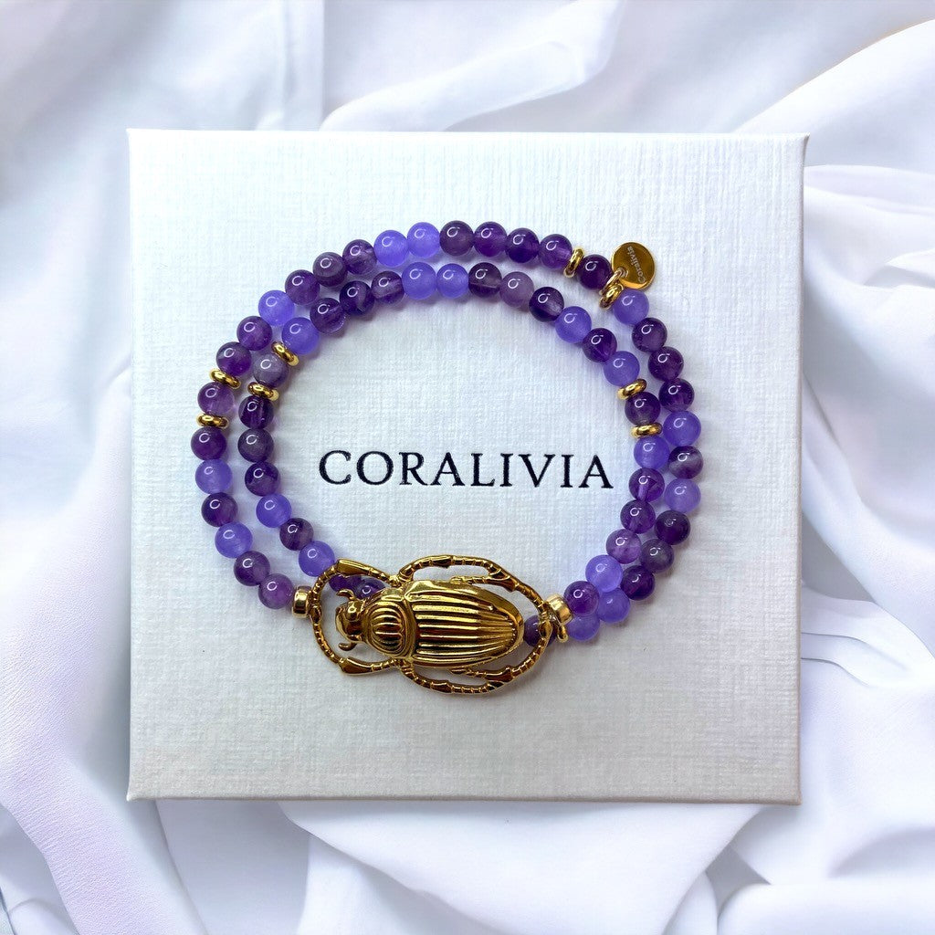 Bracelet perles d'Améthyste violette BaÏa