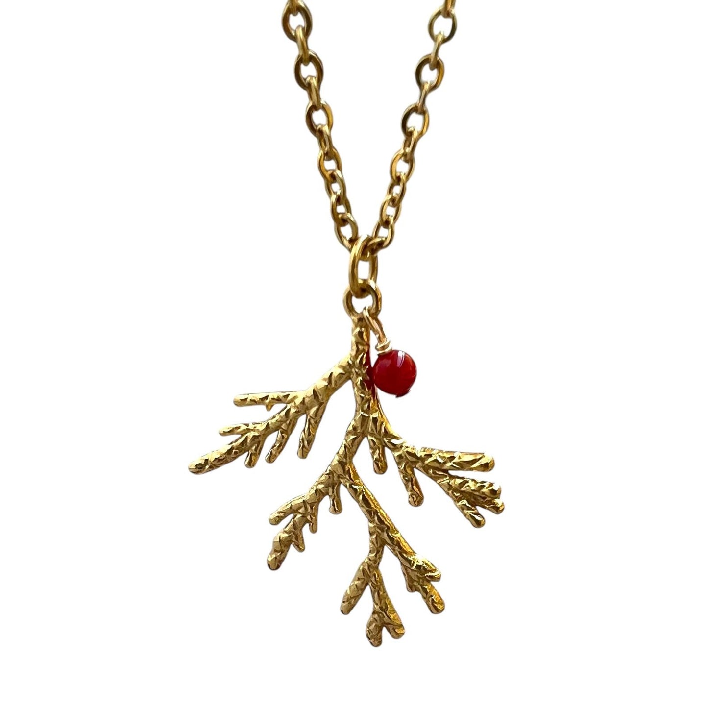 Collier avec son pendentif branche de Corail Ghju
