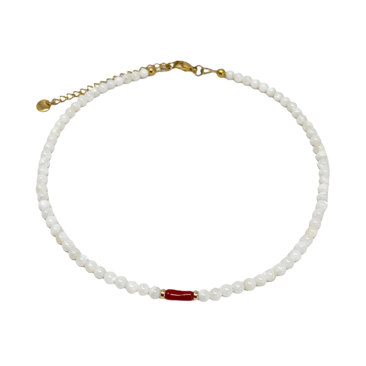 Collier Lena – Nacre & Corail rouge