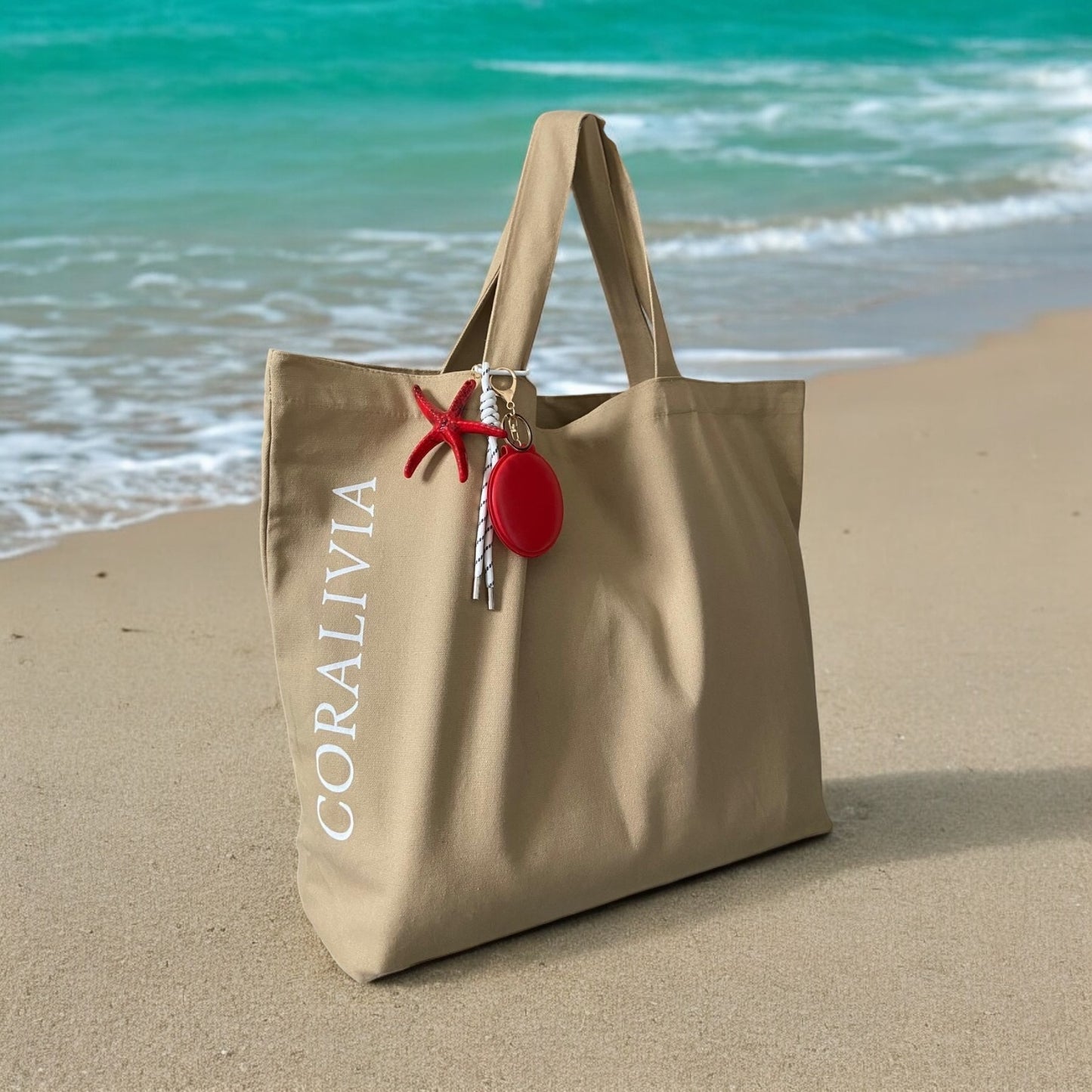 Sac de plage beige Coralivia