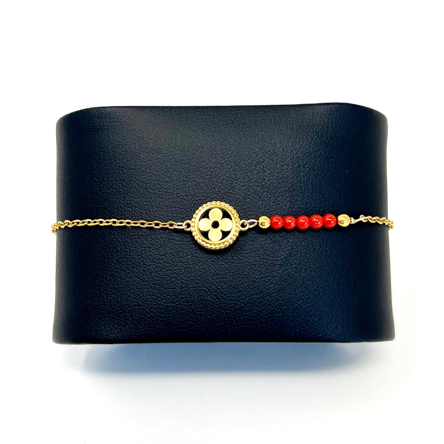 Bracelet Trèfle & Corail
