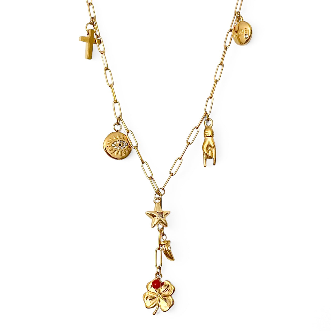 Collier Victoria – Porte-bonheur en acier inoxydable doré