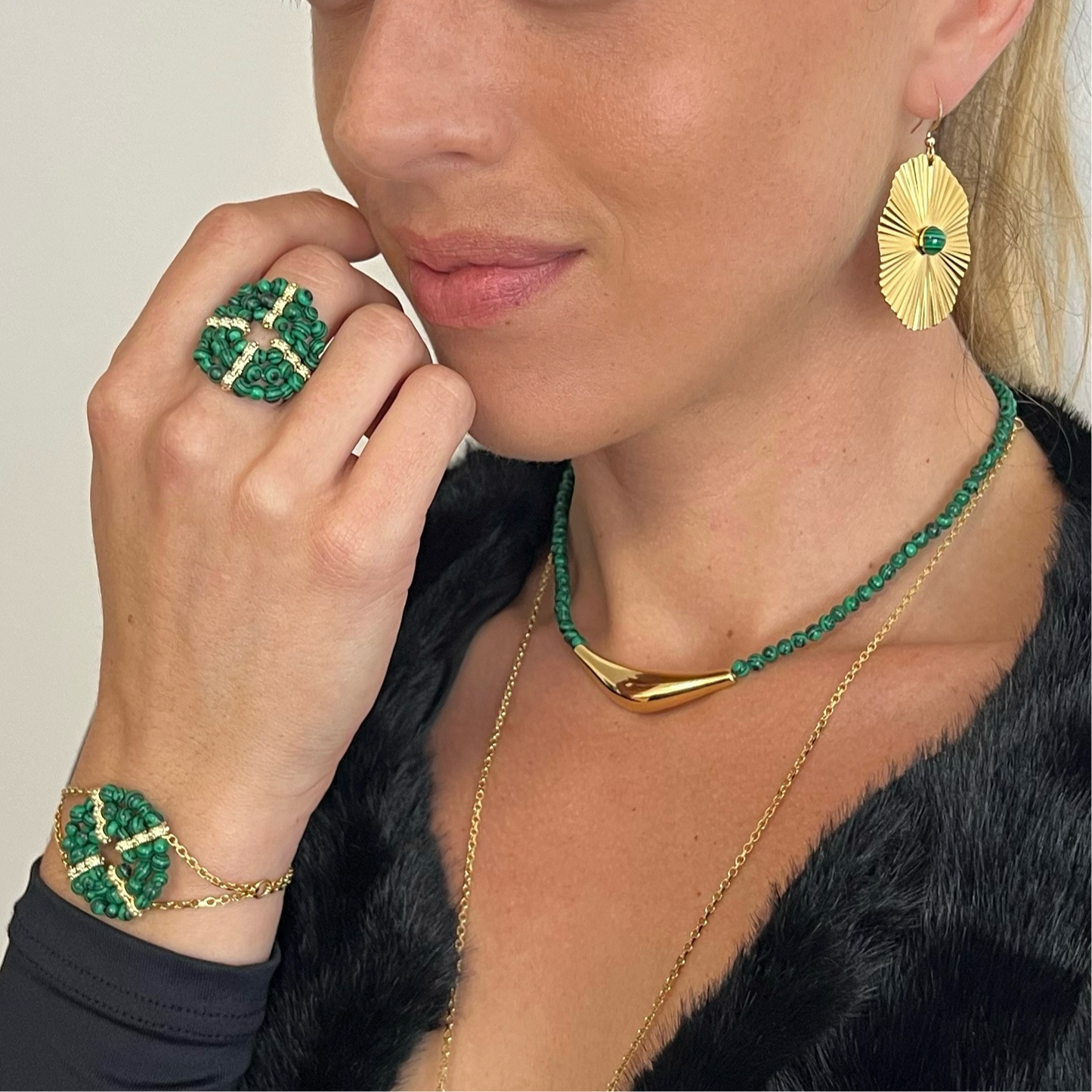 Collier en perles Malachite Roxanne