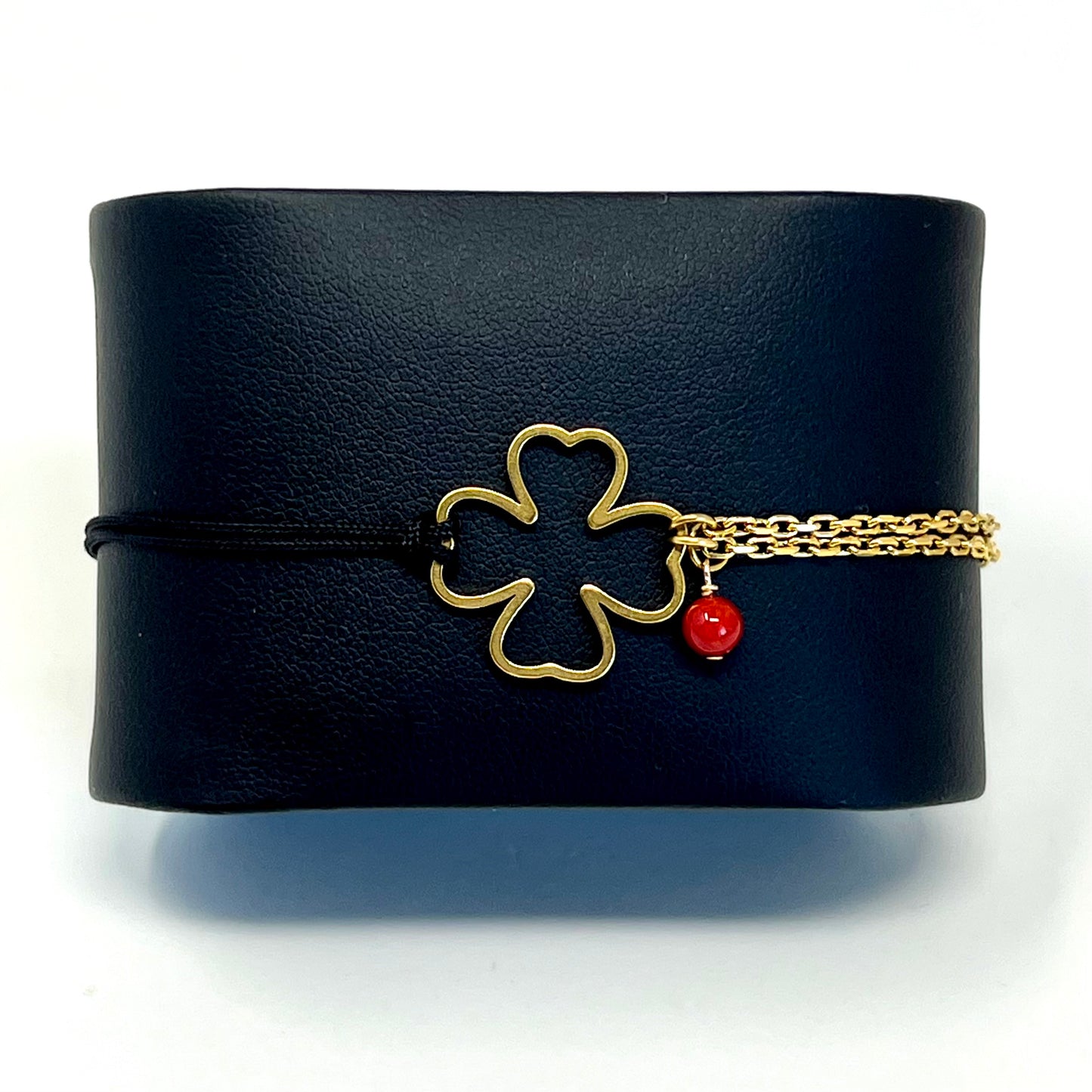 Bracelet Chance — en acier inoxydable et perle de Corail rouge de Méditerranée
