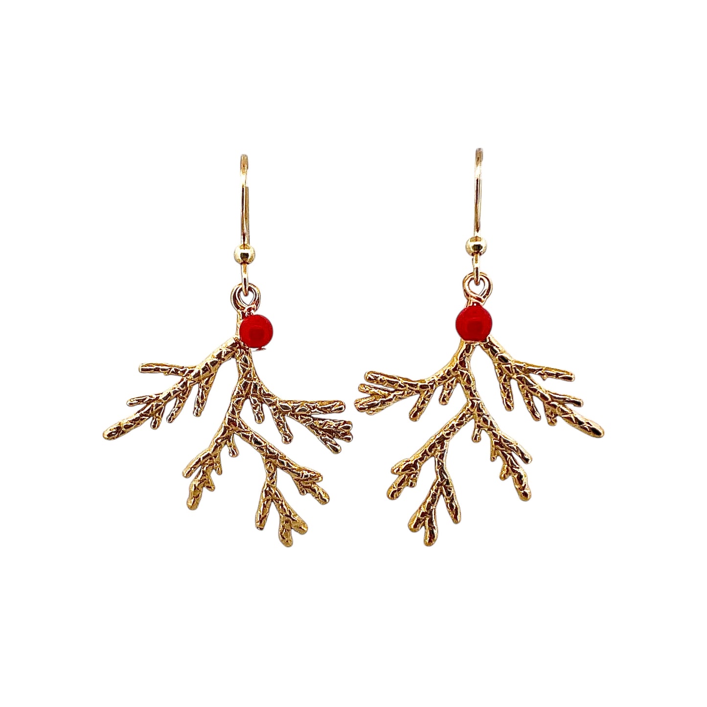 Boucles d'oreilles branches de Corail Ghju