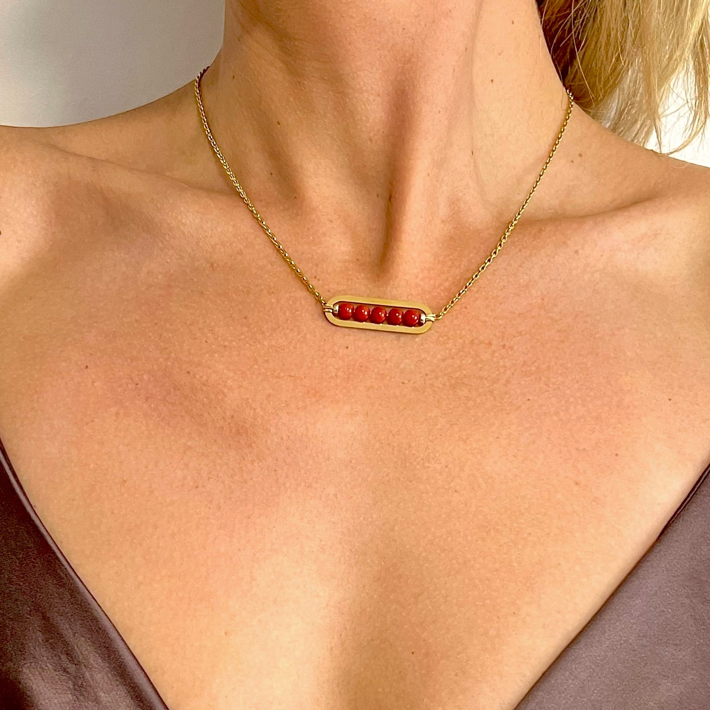 Shaina Coral Necklace - Red Coral Beads