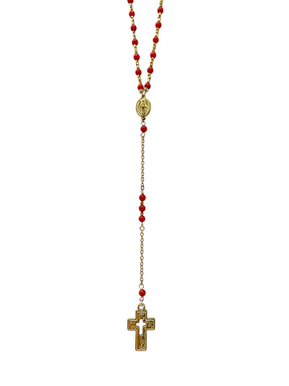 Mediterranean Red Coral Rosary – Stainless Steel