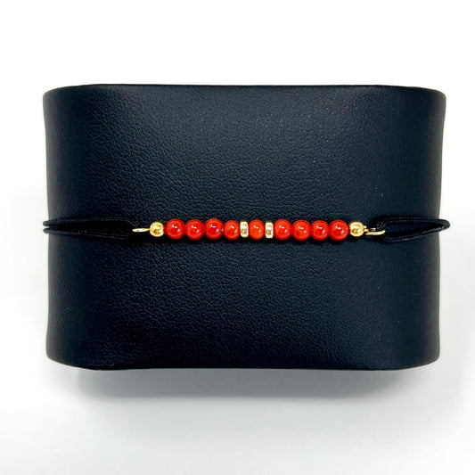 Bracelet en perles de Corail avec son cordon noir Djudy Femme