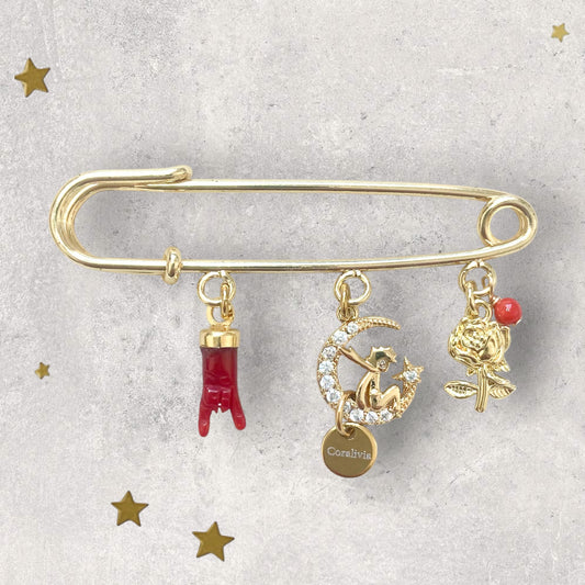 Broche Petit Prince – Corail rouge de Méditerranée