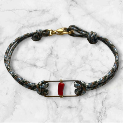 Bracelet Vito – Paracorde & Corail rouge