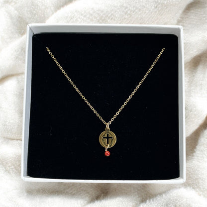 Collier Maël - Croix & Corail