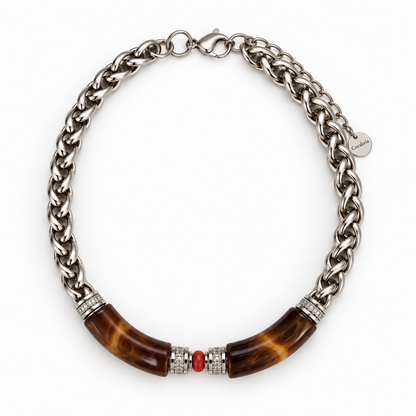 Collier Aliya – Acrylique et Corail rouge de Méditerranée