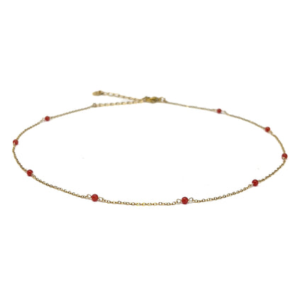 Lia - Red Coral Bead Necklace