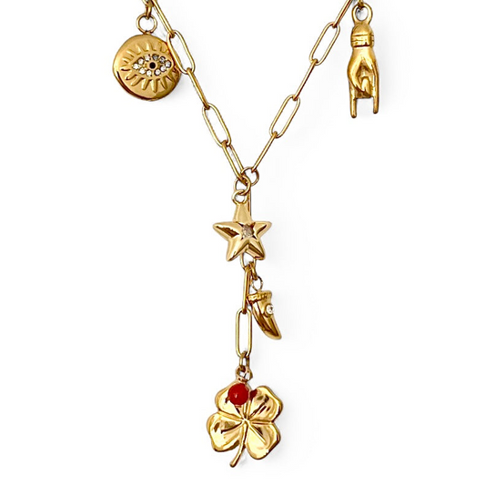 Collier Victoria – Porte-bonheur en acier inoxydable doré