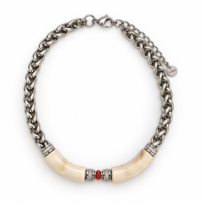 Collier Aliya – Acrylique et Corail rouge de Méditerranée