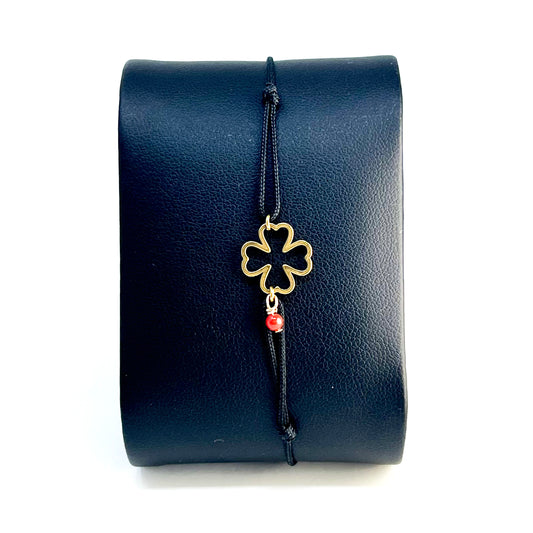 Bracelet Chance Enfant – trèfle et perle de Corail rouge