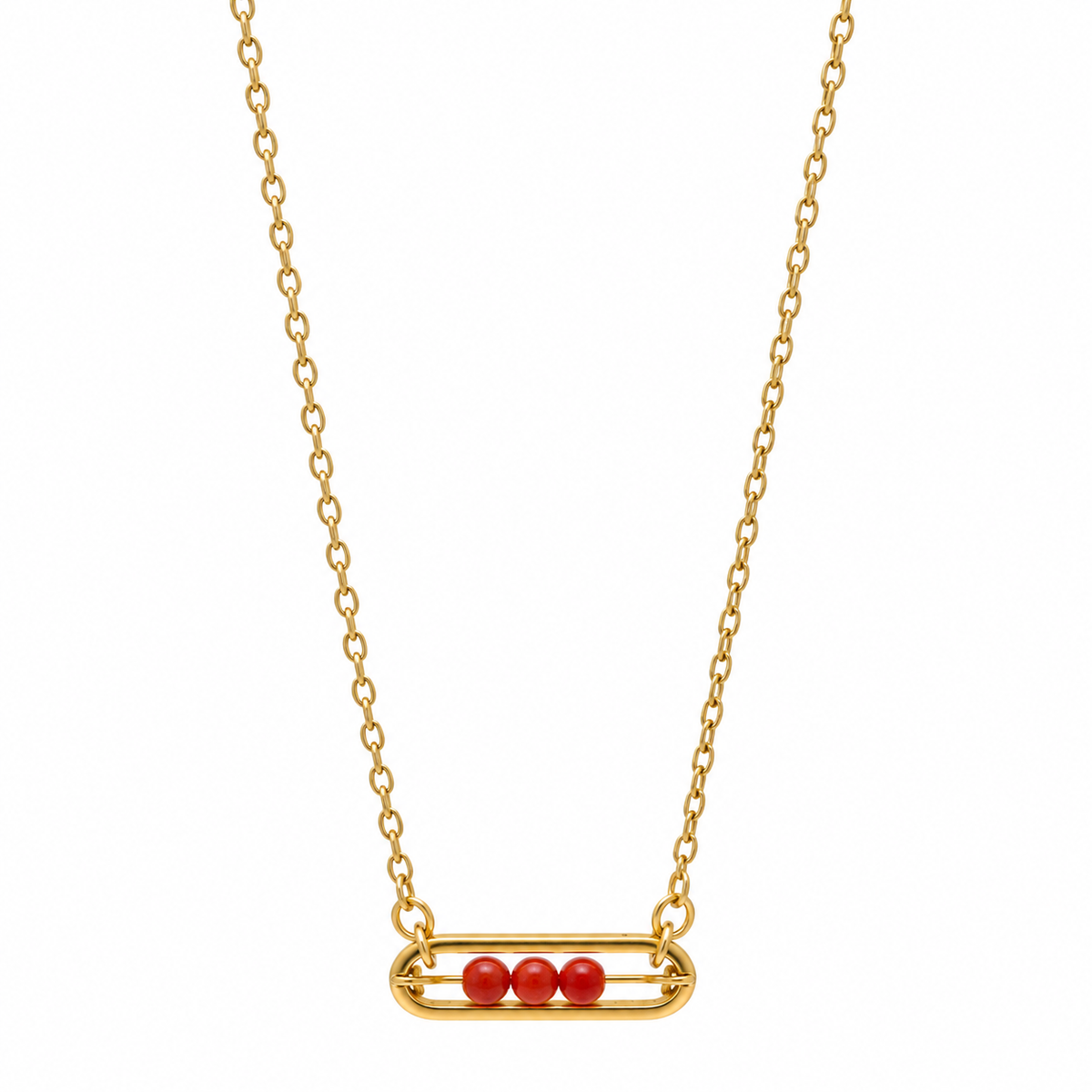 Shiny Necklace - Mediterranean Red Coral Pearl