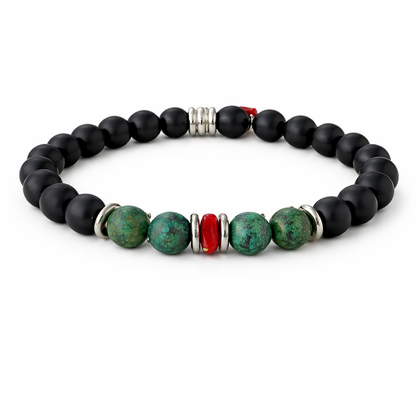 Omu bracelet made of African Onyx and Turquoise beads