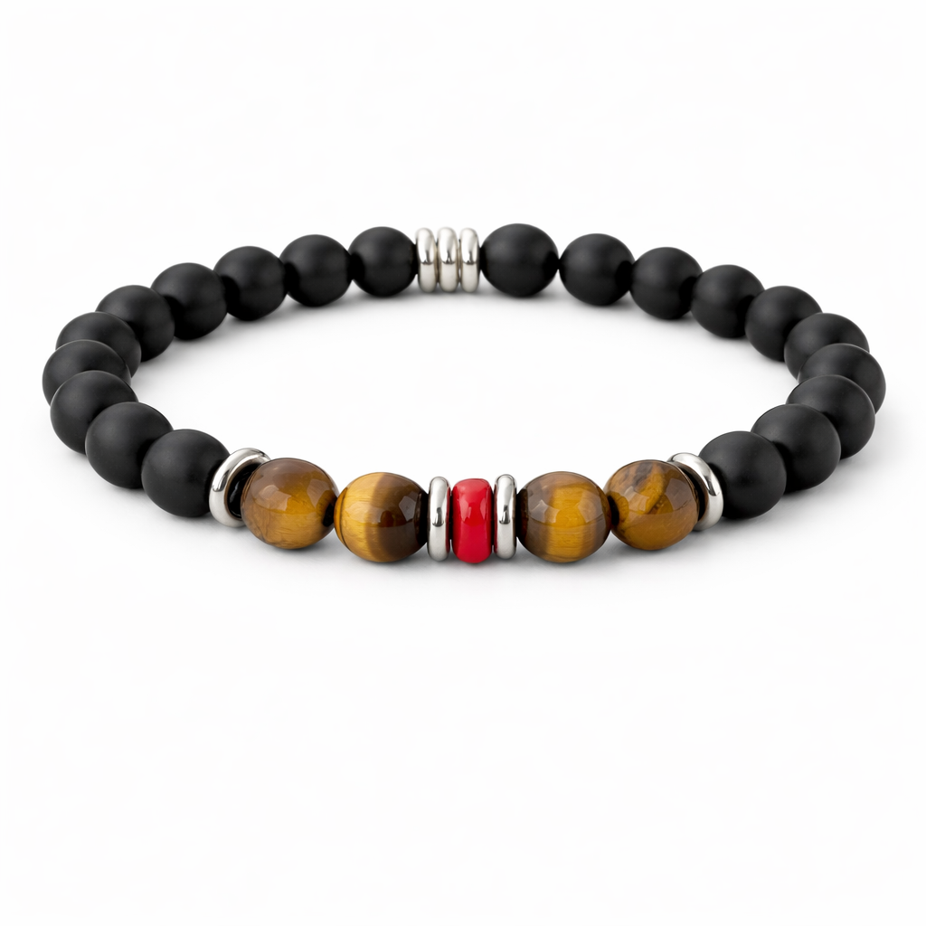 Omu bracelet made of Onyx and Tiger's Eye beads