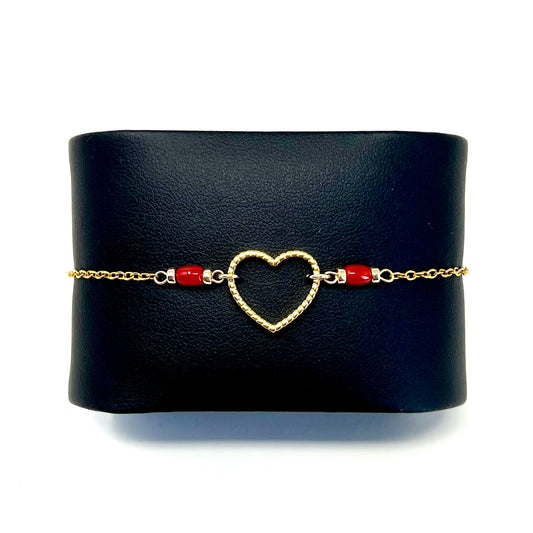 Love Bracelet in Mediterranean Red Coral – Stainless Steel