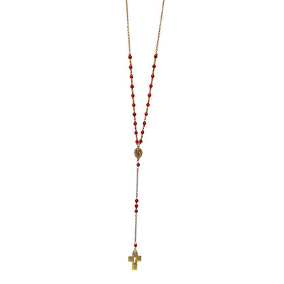 Mediterranean Red Coral Rosary – Stainless Steel