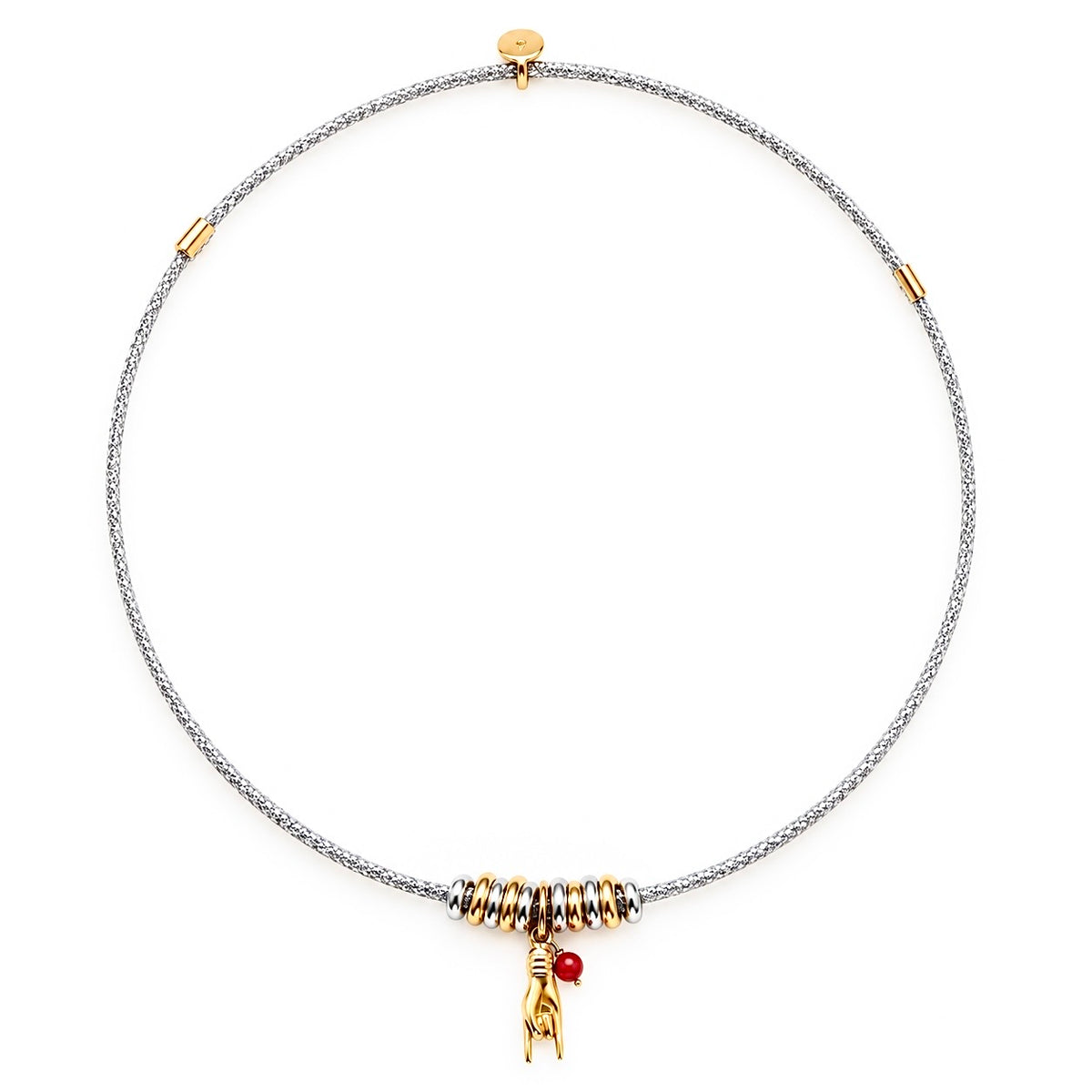     Collier Telia argenté en acier inoxydable avec main protectrice et perle de Corail rouge de Méditerranée – Coralivia