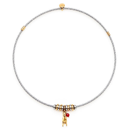     Collier Telia argenté en acier inoxydable avec main protectrice et perle de Corail rouge de Méditerranée – Coralivia