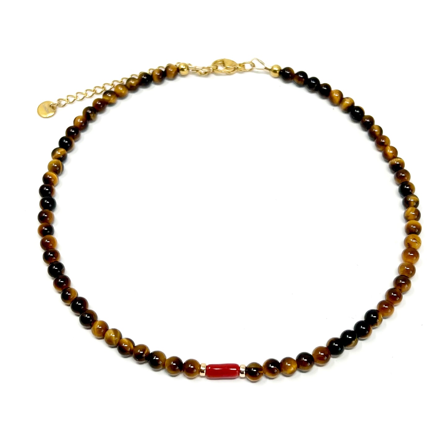 Collier Lino - Œil de tigre & Corail