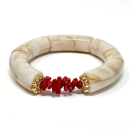 Goa - Red Coral Chip Bracelet