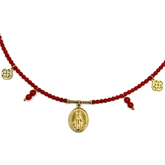 Ornella —  Collier en perles de corail rouge de Méditerranée