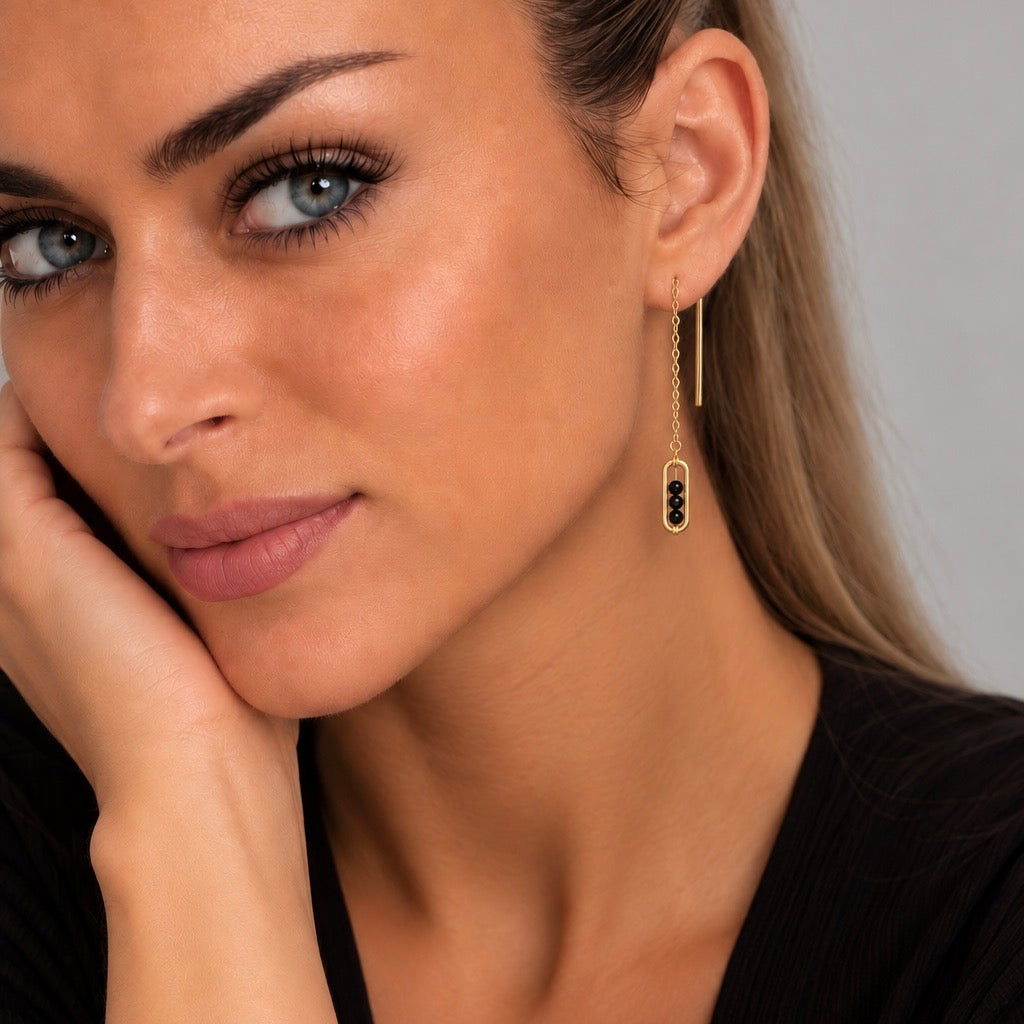Shiny Single Hoop Earring - Onyx