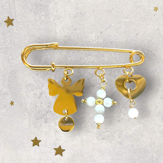 Broche de naissance Croix Nacre – Douceur et protection