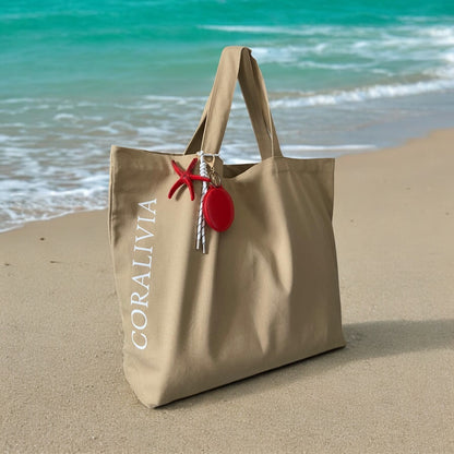 Sac de plage beige Coralivia