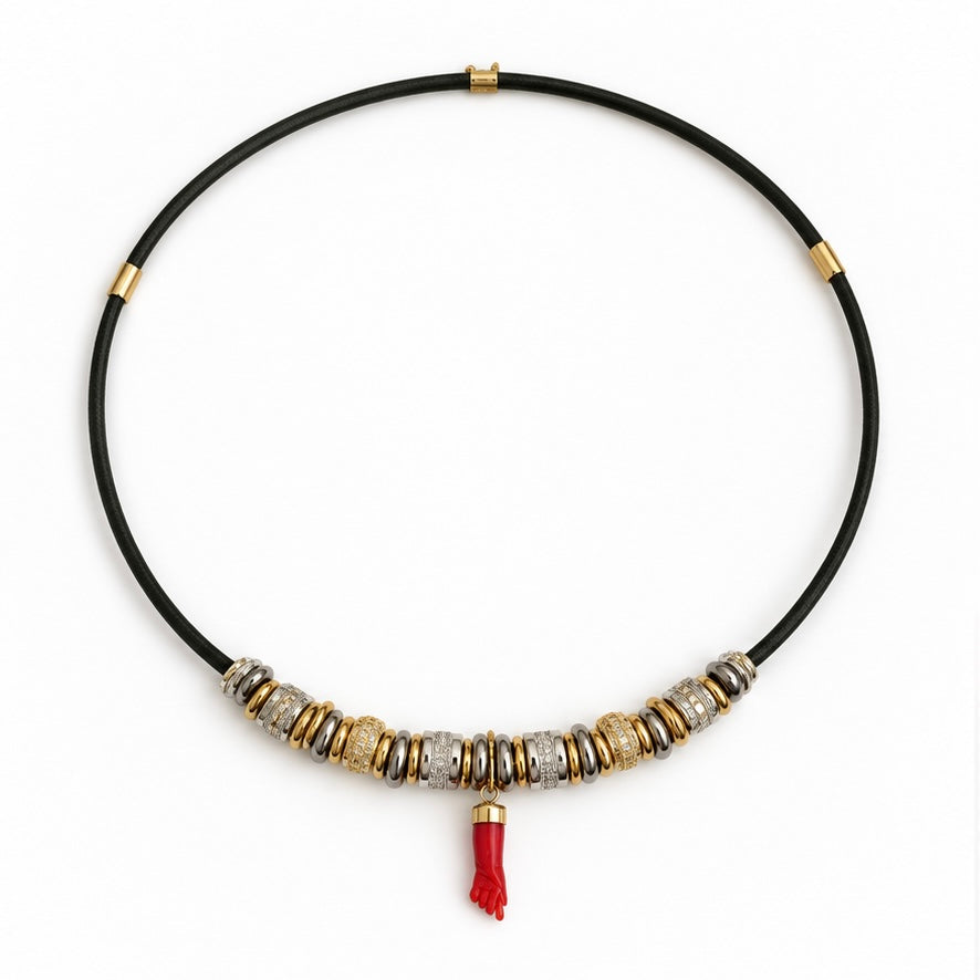 Collier Nola -  Collier aimanté main en Corail rouge de Méditerranée