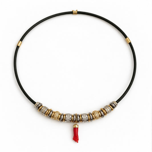 Collier Nola -  Collier aimanté main en Corail rouge de Méditerranée
