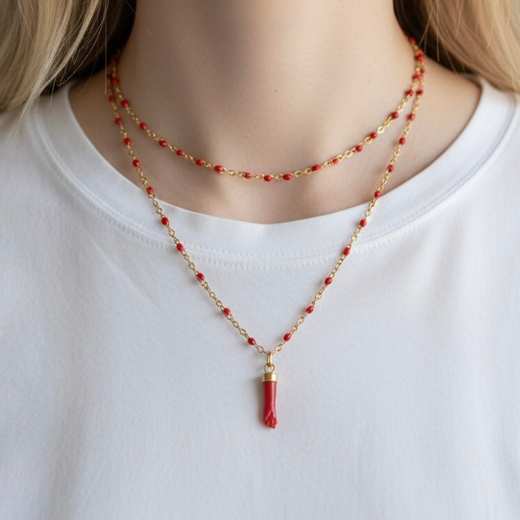 Collier Laora – Corail rouge
