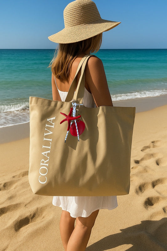 Sac de plage beige Coralivia