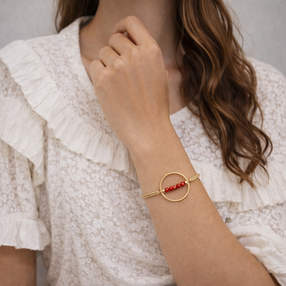 Bracelet Chloé – perles corail rouges de Méditerranée