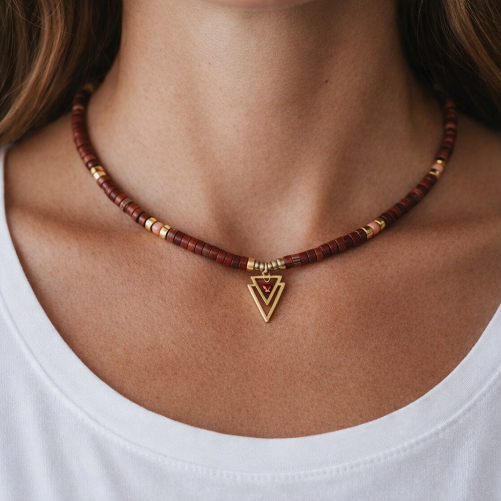 Collier Renata – jaspe et Corail de Méditerranée