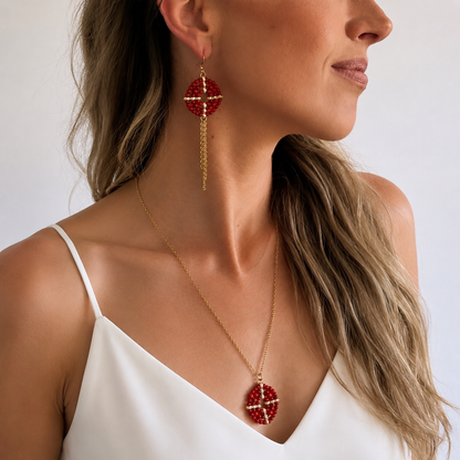 Collier Alba long - Corail rouge