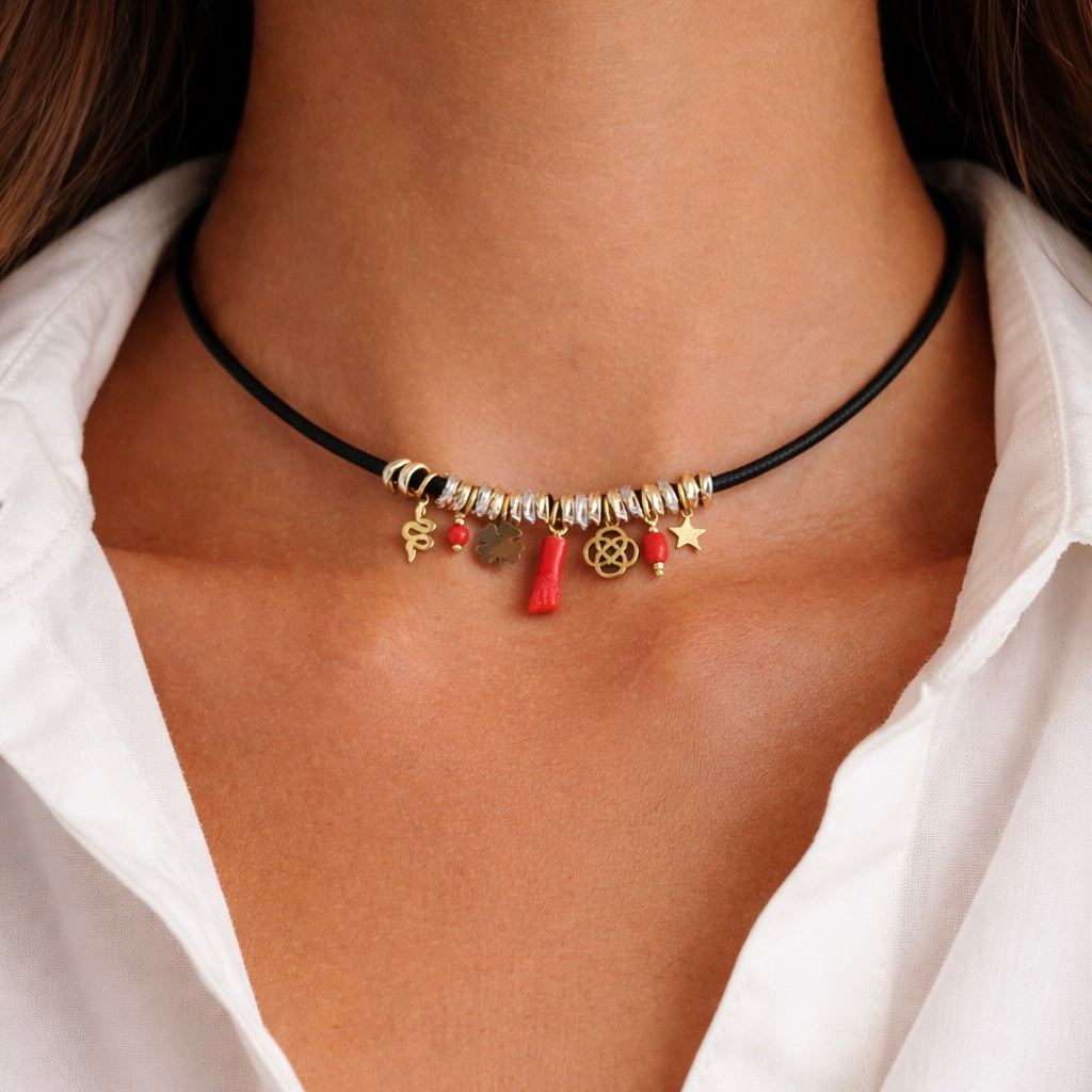 Masha Necklace – Mediterranean Red Coral Hand