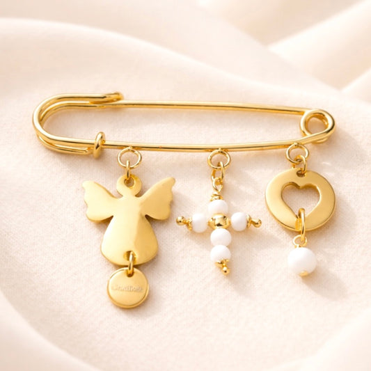Broche de naissance Croix Nacre – Douceur et protection
