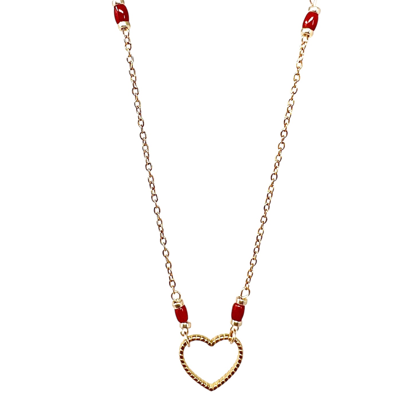 Love Necklace in Mediterranean Red Coral – Stainless Steel