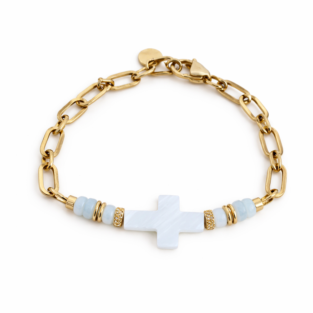 Bracelet Saveria – Croix nacre