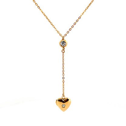 Téa Necklace – Delicate stainless steel chain and rhinestone heart pendant