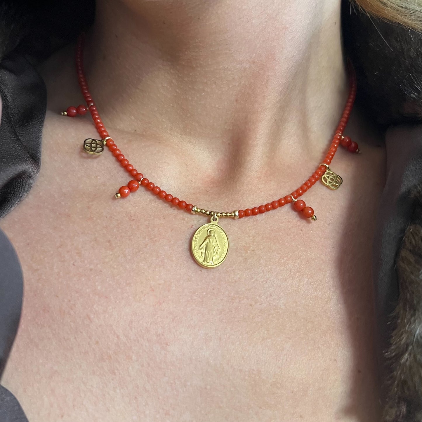 Ornella — Mediterranean red coral bead necklace
