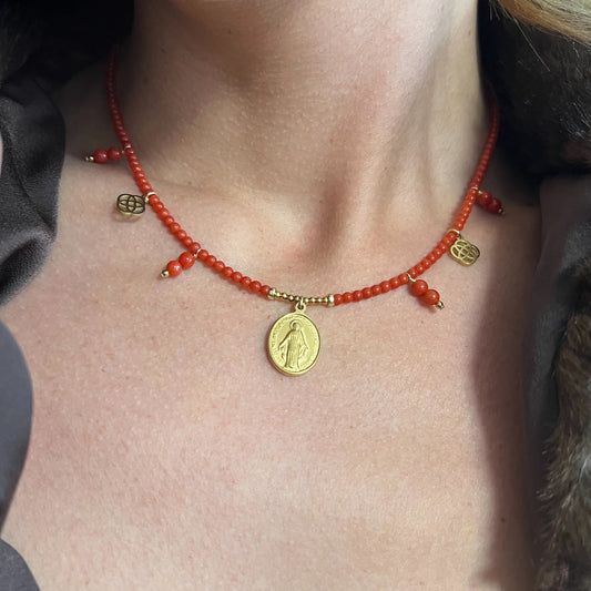Ornella —  Collier en perles de corail rouge de Méditerranée